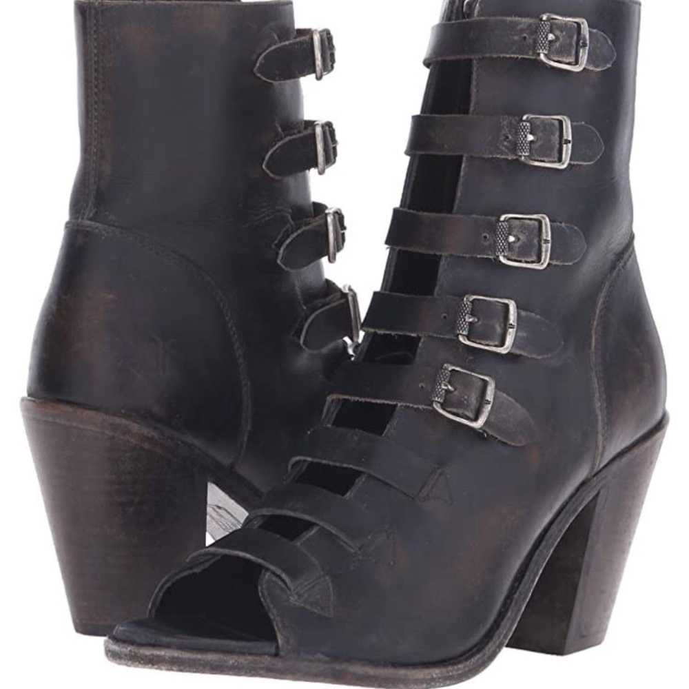 Black Leather Ankle Booties